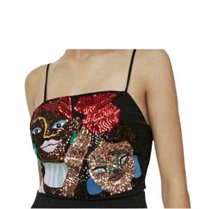 ZARA CROP TOP WOMAN IN ART MIRANDA MAKAROFF PRINT TOP